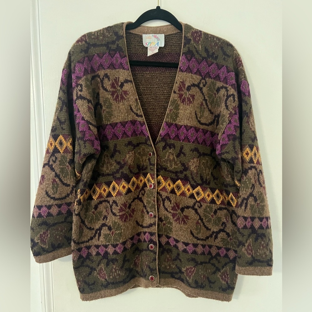 Vintage Alpaca Mohair Wool blend Cardigan Sweater Made in Italy size S (D213)